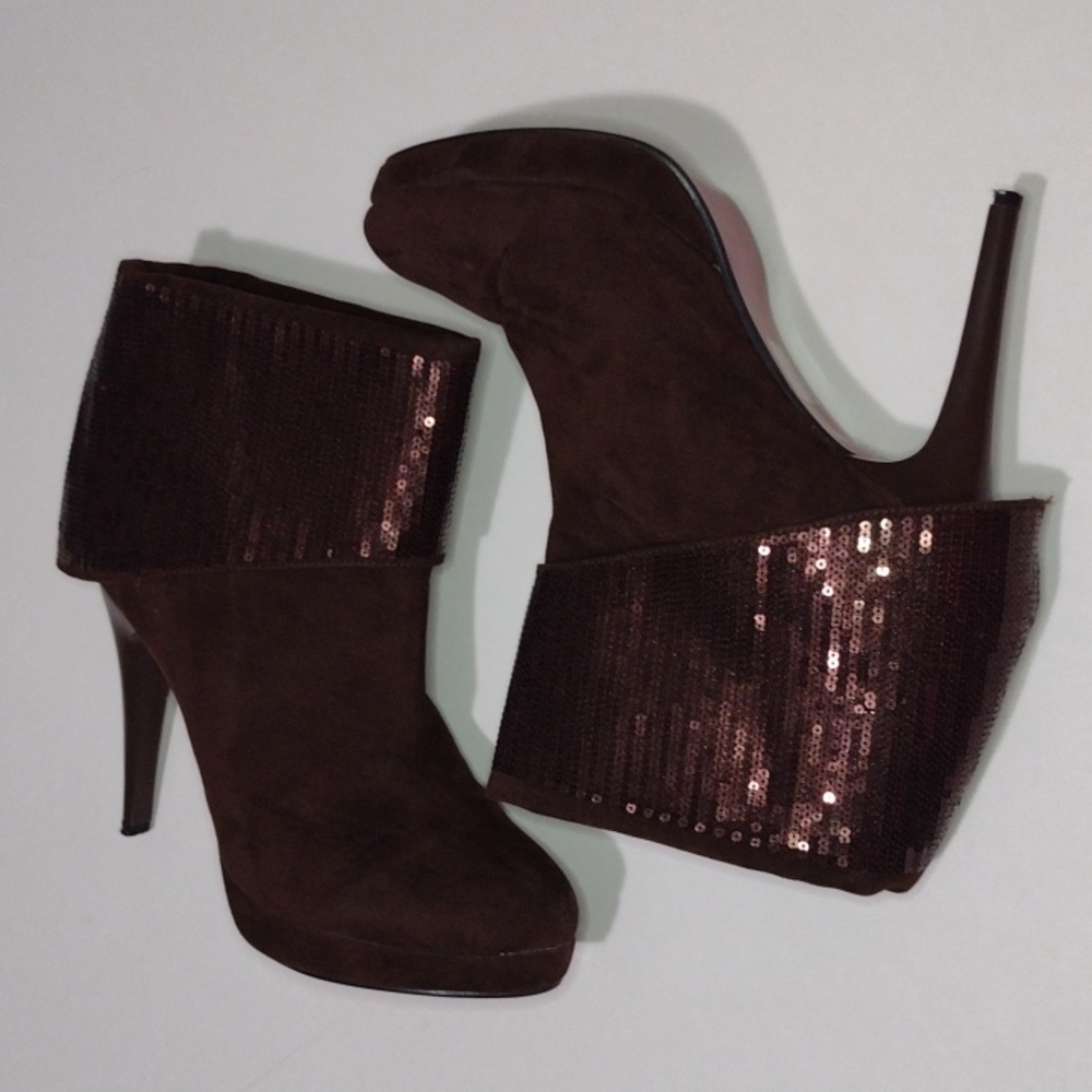 Brown Sequin Helen's Heart Bootie Heel's